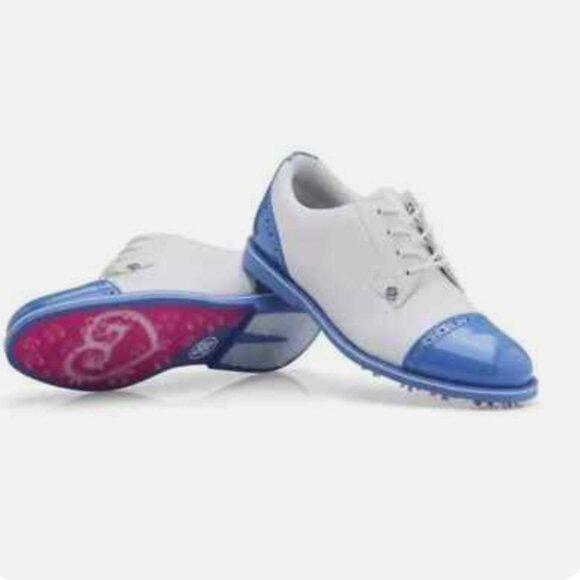 G/FORE Womens Cap Toe Gallivanter White Blue Golf Shoes US 8 NWT - Picture 2 of 9